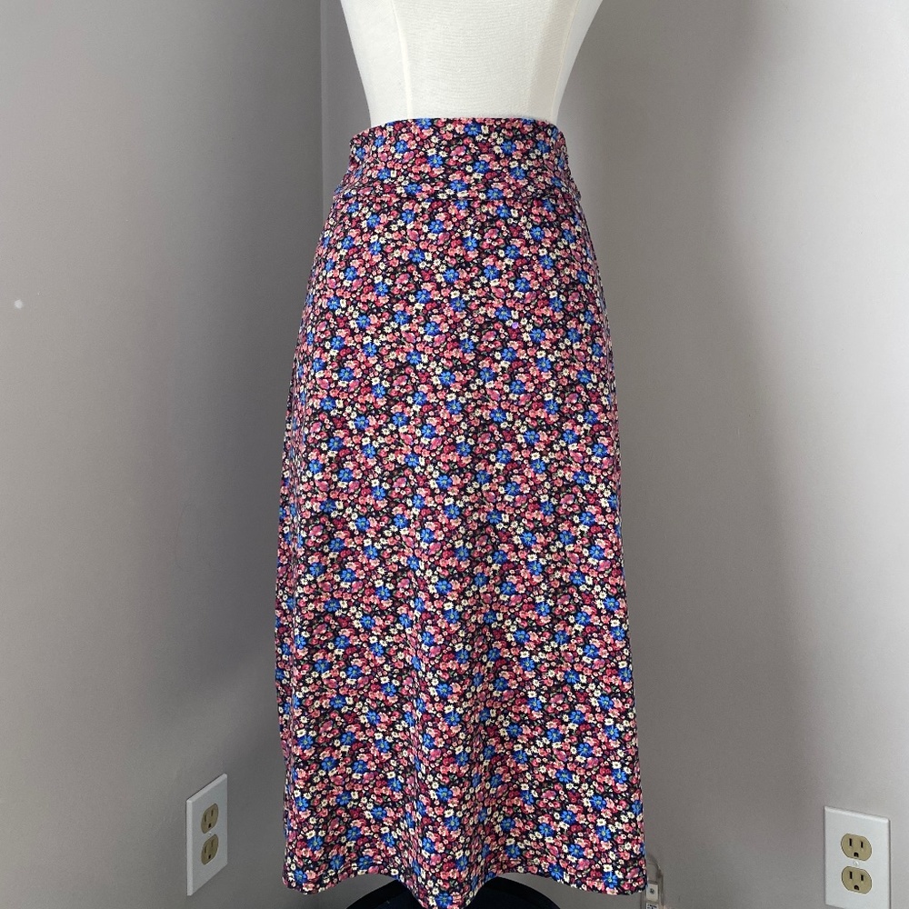 Floral Stretch Cotton Midi Skirt